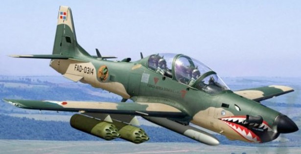 Avión supertucano de la Fuerza Aérea de Colombia.